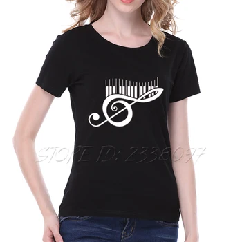 Klavir tiskanja grafika tees ženske 2016 poletje velikosti svoboden ženske t-shirt kratek rokav priložnostne tshirts bombaža ženske S-2XL