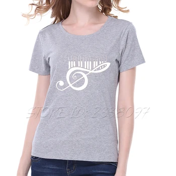 Klavir tiskanja grafika tees ženske 2016 poletje velikosti svoboden ženske t-shirt kratek rokav priložnostne tshirts bombaža ženske S-2XL