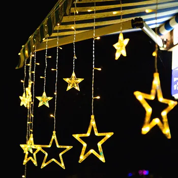 Božična Pravljica Luči Festoon Niz Led Luči Star Garland na Okno Zavese Notranja Drevo Okraski za noč Čarovnic Poroka Svetlobe