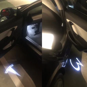YY Avto LED 3D Logo Sence Svetlobe Dobrodošli Svetlobe Dekorativna Signalna luč Za Tesla Model 3 Model X Model S Model Y Dodatki