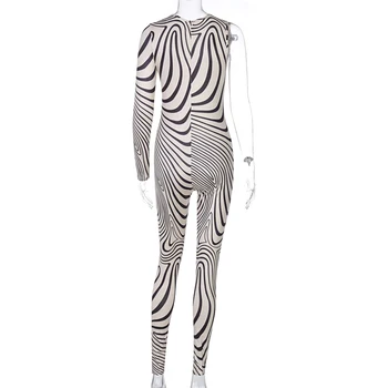 Hirigin 2020 Dolg Rokav Zebra Print Eno-Ramo Suh Bodycon Jumpsuit Jeseni, Pozimi Ženske Seksi Ulične Priložnostne Romper