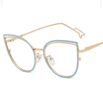 2020 Mode Optični okviri Zlato Cat Eye Glasses Pregleden Urad Dama Računalnik Očala Žensk Očala Okvirji