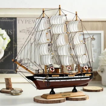 Sredozemlje leseno jadrnico model okraski iz masivnega lesa simulacije plovila, čoln bar dekoracijo doma ročno dekoracijo