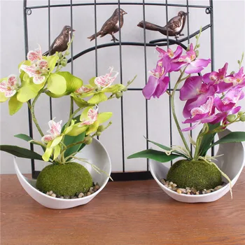 3branch umetno orhideja je cvet posajenih rastlin svile phalaenopsis pene listov plastičnih vaza ponaredek cvetlični vrt doma dekor bonsaj