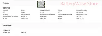 Cameron Kitajsko Baterija za Compex Robu NAS, Enegry, FIT, Mi, Mi-ready,NAS,Tekač,SP 2.0, SP 4.0, Sport Elite, Vitalnost, voor Fit 1.0