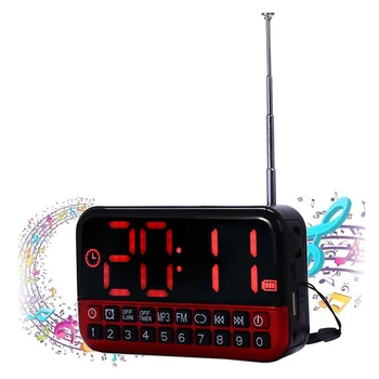 Digitalna Ura LED Zaslon Radio glasba MP3 Zvočnik Potovanja Dremež func brezžične Antene Office Home Za Staršev, Starih