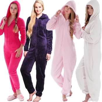 Pozimi Toplo Lepe Ženske Pižame Onesies Puhasto Runo Jumpsuit Sleepwear Splošno Plus Velikost Hooded Pižamo Onesie Za Odrasle Ženske