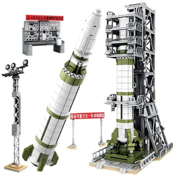 1627PCS Satellite Launch Pad Model gradniki Mesto Letalstva Raketa Prostor Astronavt Številke Nastavite Opeke Igrače Za Otroke Darilo