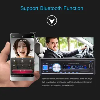 Bluetooth Stereo Avto Radio Player, Avto MP3 60Wx4 FM Sprejemnik z IR Daljinski upravljalnik Podpira USB, SD, AUX Vhod
