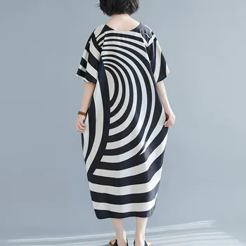 2020 Poletje Novo Batwing Rokavi Ženske Obleke Plus Velikost Prugasta Svoboden Saten Maxi Dress Vintage Plašč Ženski Sundress Vestidos Femme