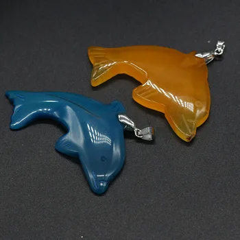Naravni Kamen Obesek dolphin obliko Poldragi Lepe Čar za Nakit, Izdelava DIY Ogrlica, Uhani, Pribor