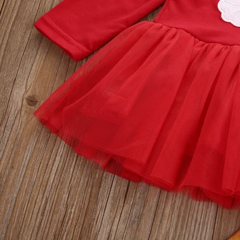 Emmababy Novorojenčka Otroci Baby Dekleta Božič Oblačila Tutu Dolgimi Rokavi Rdeče Barve Obleko Vrhovi+Hlače Obleko Set