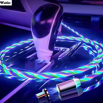 3 v 1 prižgejo LED Magnetni USB Kabel za Polnjenje Za iphone, Android Polnilnik, Kabel USB, C Kabel Hitro Polnjenje Magnetni Kabel