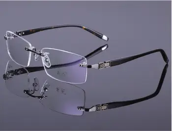 Moški Modni Očala Kovinski Rimless Očala Okvir Diamond Okraski Optični Okvir s Recept Očala