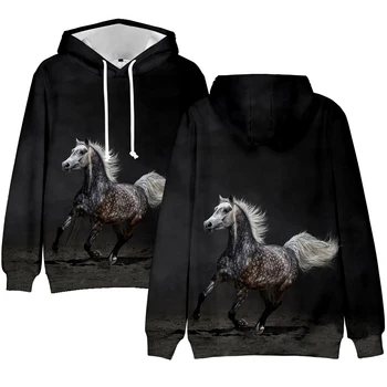 Vroče prodajo Konj 3D Tiskanja Hoodies Moški/ženske Ulične Equus caballus Hoodie Equus Sweatshirts Samorog Puloverju pop sportwear vrhovi