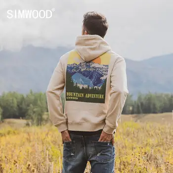 SIMWOOD 2020 Pozimi Novo Toplo Runo Kapuco Nazaj Natisniti Moda Hip Hop Sweatshirts Plus Velikost Trenirke Visoko Kakovost Oblačil