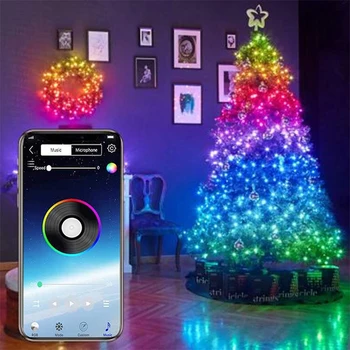Christmas Tree Okraski Luči po Meri Niz LED Luči App Remote Control Svetlobe QP2