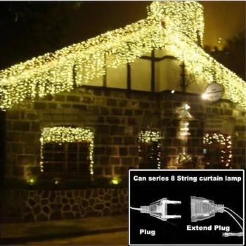 4.5 m Garland Vila Lučka Led zavese niz luči poroko Božič prostem Dekoracijo Lučka za Hišo Vrt Xmas party Razsvetljavo