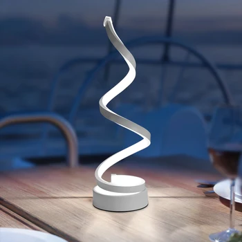 Sodobni LED Spirala namizne Svetilke Desk Postelji Akril Železa Ukrivljen Luči za dnevno Sobo, Spalnica Dekoracijo EU Plug