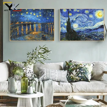 Zvezdnato Nebo S Cipresami, Ki Jih Van Gogh Slikarstvo Replika Na Steni Impresionizem Krajine Wall Art Platno Sliko Cuadros Dekor
