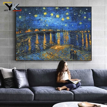 Zvezdnato Nebo S Cipresami, Ki Jih Van Gogh Slikarstvo Replika Na Steni Impresionizem Krajine Wall Art Platno Sliko Cuadros Dekor