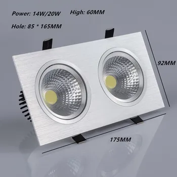 Kvadratni Svetlo Vgradne Dvojno LED Zatemniti Kvadratnih Downlight COB 7W10W 14W 20W LED Spot luči dekoracijo Stropna Svetilka AC 85 - 265V