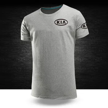 Nov poletni črno bel cloour pismo, KIA Logo majica s kratkimi rokavi moški in ženske delajo kratek sleeve majica s kratkimi rokavi