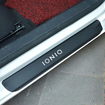 Ogljikovih Vlaken Vinilne Nalepke Vrata Avtomobila Polico Zaščitnik Izvažajo Ploščo Za Hyundai Ioniq Avto Dodatki