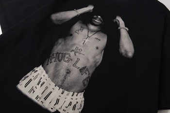 Novo Bombaž Tupac 2pac Prevelik majica s kratkimi rokavi Moški Modni Poletne Ulične Hip Hop Tshirts Rapper Tee Bielie Eilish Koncert Vrhovi
