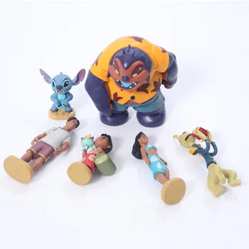 6 kos/komplet Disney Pixar Lilo & Stitch Šiv Blue figuric Anime Model Dekoracijo Stoji Igrače Za Otroke Darilo