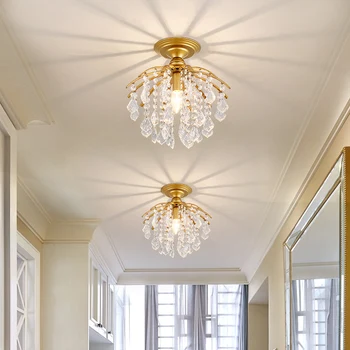 Zlato Kristalno Stropne Luči Za Stropni Luksuzni Moderne Spalnice LED Keramiko De Cristal Doma Notranjo Razsvetljavo Napeljave