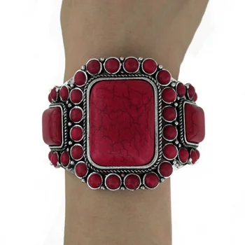 Vintage Starinsko Srebrne barve Trojno kamen Zapestnice&Bangles za Ženske, nakit šport darilo Izjavo