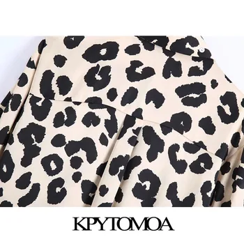 KPYTOMOA Ženske 2020 Leopard Natisniti Moda Svoboden Vintage Bluze z Dolgimi Rokavi, Gumb-up Živali Vzorec Ženske Majice Elegantna Vrhovi