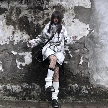 Ulične Harajuku Smešno Natisnjeni Vrhovi Jeseni Dekleta Bela Moda Japonska Kpop Ženske Priložnostne High Street Posebno Spomladi Sweatshirts