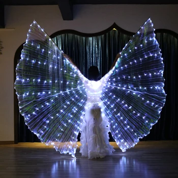 Ženska Ples Trebuh Trenil Bele Luči LED Krila Pravljice Žareče Indijski Ples Pribor ples Trebuh light show Bleščeče