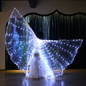 Ženska Ples Trebuh Trenil Bele Luči LED Krila Pravljice Žareče Indijski Ples Pribor ples Trebuh light show Bleščeče