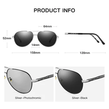 CAPONI Polarizirana sončna Očala Za Moške UV Zaščito Vožnje Moške Odtenek Pilotni Visoko Kakovostne Kovine Photochromic Moška sončna Očala CP8725