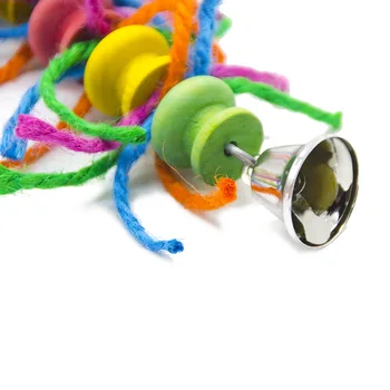 Papiga barve lesenim igrača papiga igrača za ptice igrača konoplja vrv valjaste igrača bombaž vrvi grizljati