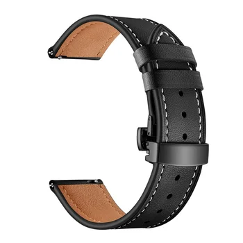 Visoka kakovost Pravega Usnja Trak Pasu Za Samsung Galaxy Watch Aktivna 2 44 mm 40 mm ремешок Zapestnica Metulj sponke Watchband