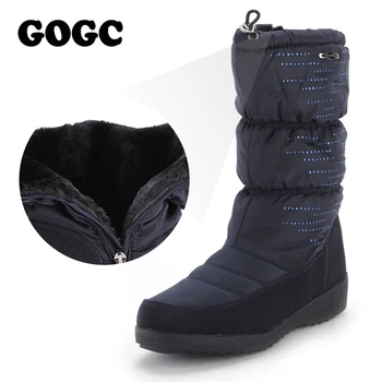GOGC 2020 Sneg Škornji Ženske Rhinestore Visoke Kakovosti Škornji Ženske, Sredi Tele Zimski Škornji Ženske blagovne Znamke Zimski Čevlji Ženske G9855