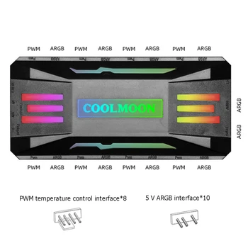COOLMOON ARGB Krmilnik 4Pin PWM 5V 3Pin ARGB Hladilni Ventilator Smart Inteligentni Daljinski upravljalnik za PC Ohišje Ohišje dodatna Oprema