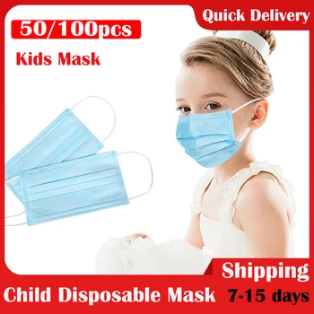 50/100/200 kos otroške Maske za Enkratno uporabo Maske 3 Plast Prahu dokaz Dihanje Usta Masko za Otroke Elastična Masko mascarilla