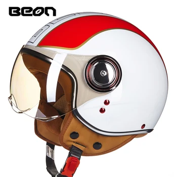 Motorno kolo beon Jet Čelada Motocikla 3/4 polovico čelade Skuter B110B odprto obraz capacete ECE čelada
