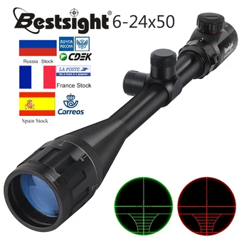 Sight 6-24X50 AOE Taktično Optični Puška Področje uporabe Rdeče in Zelene Mil-dot Osvetljeni Ostrostrelec Lov Obsegov Zračno Puško