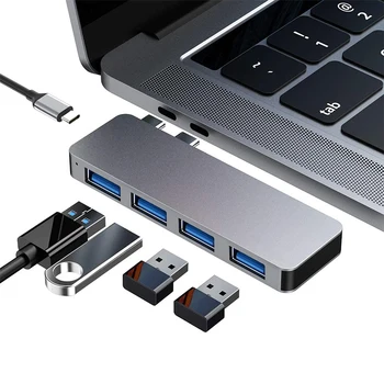 USB Docking Station Tip C Dual Hub +USB 3.0+PD Macbook Pretvornik 4K Video HD Izhod Napajalnik Za MacBook Pro Air Prenosnik D30