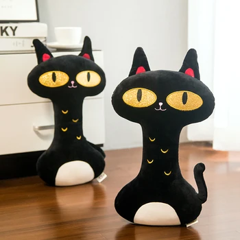 1pc 45 CM Magic Black Cat Plišastih Igrač Doma Dekor Blazino Zlati oči Japonske Anime Black Cat Girly PLushies Blazine za Dekle Rojstni dan