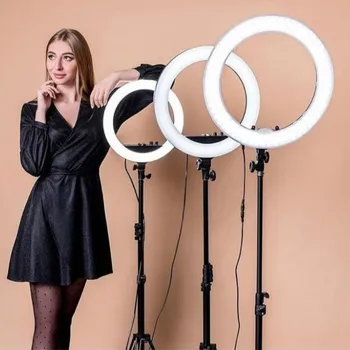 LED Downlight, obroč za svetilko krog s stojalom in držalo za telefon, strokovno foto video snemanje