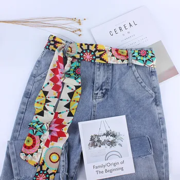 Nove modne ženske Krpo oblikovalci pasovi traku šifon tiskanje vozel vrv za obleke, jeans širok pas pasovi
