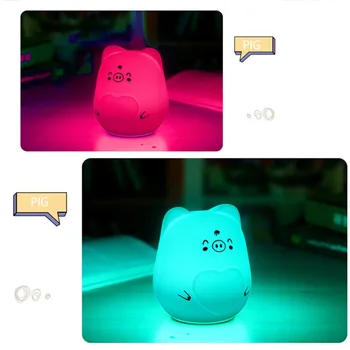 Lepa Risanka Design USB Polnilna LED Noč Lahkega Silikona, 7 Barv Newborn Baby Spalnica Vrtec Lučka Lučka