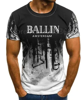 Moške blagovne Znamke Oblačil O-Vratu Ballin Parizu Urban Moda Grafični Moški T-shirt Tiskanje Moških Kratek Rokav Tee Majica